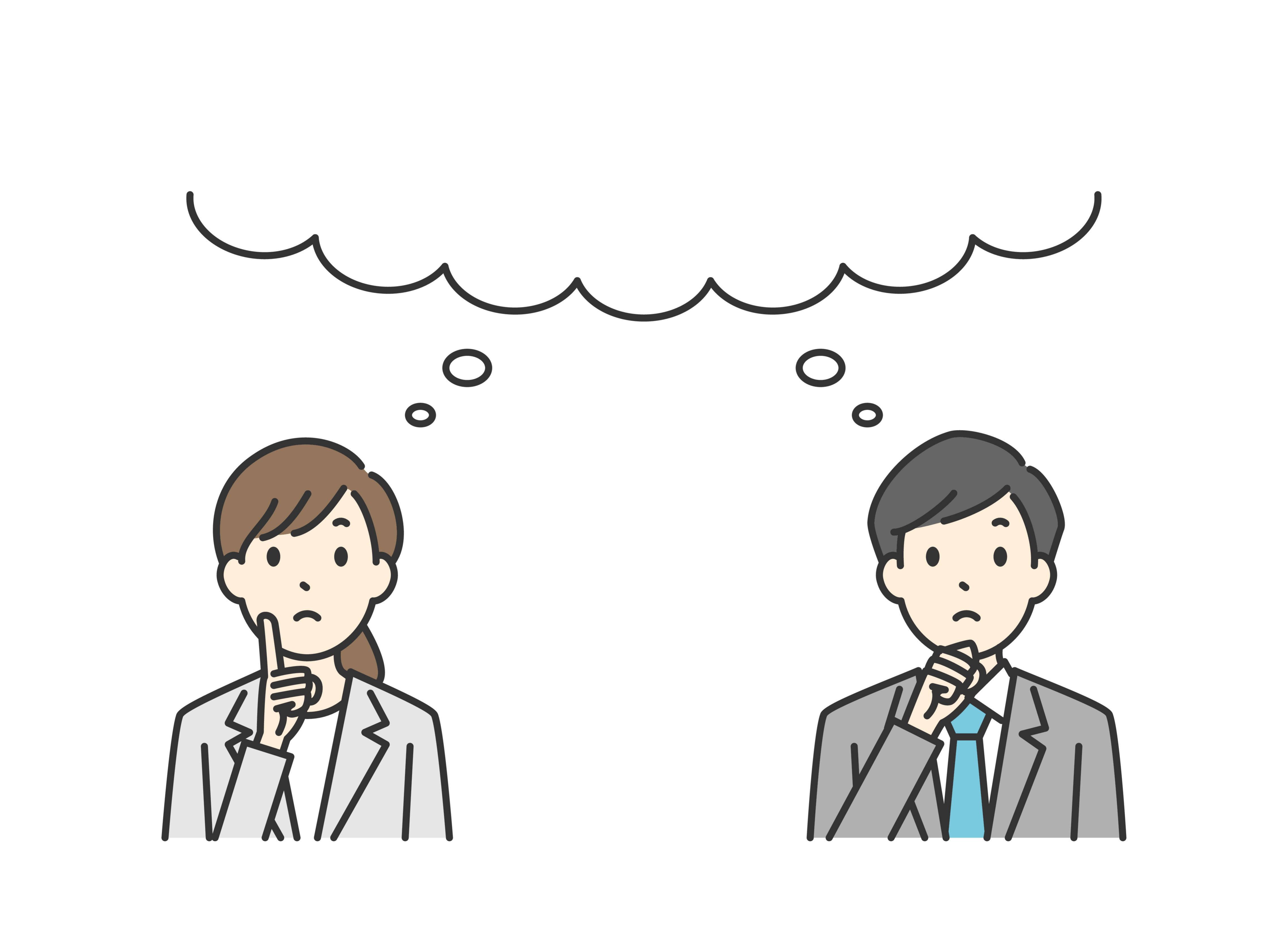 会社員の考えているポーズのイラスト